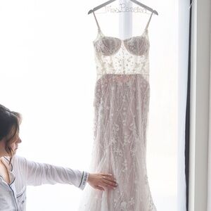 Martina Liana 1510 Wedding Dress + Bella Belle Shoes + Floor Length Veil